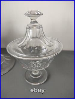 Grand h 21 cm CONFITURIER CRISTAL TAILLE BACCARAT HARCOURT BONBONNIERE COUPE