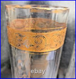 Grande Paire De Vases Baccarat Saint Louis Ou Autres Decor Givré Et Doré Ht. 36cm