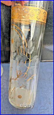 Grande Paire De Vases Baccarat Saint Louis Ou Autres Decor Givré Et Doré Ht. 36cm