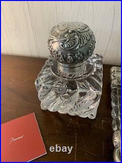 Gros encrier ancien argent et cristal de Baccarat poids 5 kilo