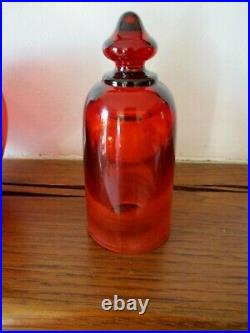 LAMPE BERGER CRISTAL BACCARAT modèle BAMBOU rouge Pharmacie L. MULLER ART DECO
