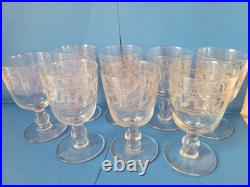 Lot 10 verres vin cristal BACCARAT France/mod. 3458 gravé/frise grecque/1900