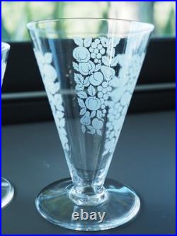 Lot 5 Verres Anciens Art Deco Cristal Baccarat Antique Glasses Fruits