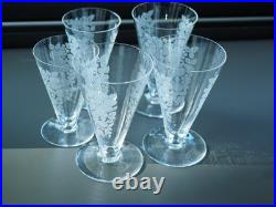 Lot 5 Verres Anciens Art Deco Cristal Baccarat Antique Glasses Fruits