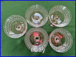 Lot 5 coupes à Champagne cristal de Baccarat gravées Etoiles catalogue 1903
