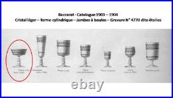 Lot 5 coupes à Champagne cristal de Baccarat gravées Etoiles catalogue 1903