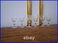 Lot 6 anciens verres à vin porto cristal taillé Baccarat gondole biseaux coupés
