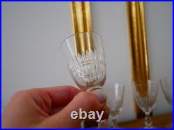 Lot 6 anciens verres à vin porto cristal taillé Baccarat gondole biseaux coupés