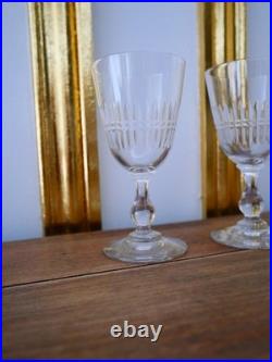 Lot 6 anciens verres à vin porto cristal taillé Baccarat gondole biseaux coupés