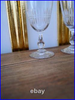 Lot 6 anciens verres à vin porto cristal taillé Baccarat gondole biseaux coupés