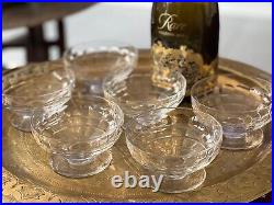 Lot 6 coupes à champagne Cristal Baccarat Art Déco modèle Charmes très bon état