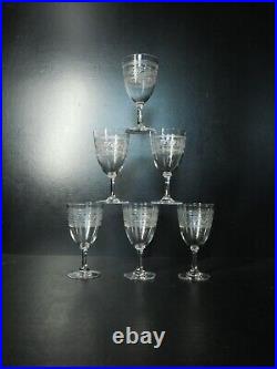 Lot 6 verres à vin blanc cristal gravé Baccarat gravure 7742 Athénienne 10,9 cm