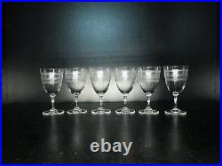 Lot 6 verres à vin blanc cristal gravé Baccarat gravure 7742 Athénienne 10,9 cm