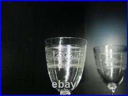 Lot 6 verres à vin blanc cristal gravé Baccarat gravure 7742 Athénienne 10,9 cm