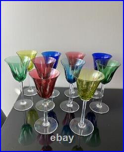 Lot De 10 Verres Roemer Couleur En Cristal St Louis Modèle Cerdagne No Baccarat