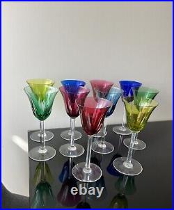 Lot De 10 Verres Roemer Couleur En Cristal St Louis Modèle Cerdagne No Baccarat