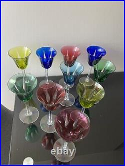 Lot De 10 Verres Roemer Couleur En Cristal St Louis Modèle Cerdagne No Baccarat