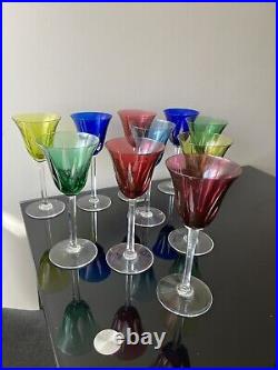 Lot De 10 Verres Roemer Couleur En Cristal St Louis Modèle Cerdagne No Baccarat