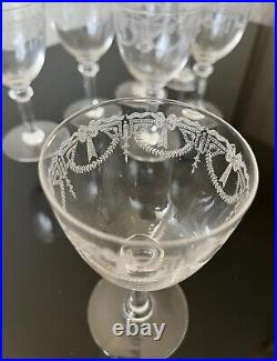Lot De 7 Verres A Vin Rouge En Cristal De Saint Louis Modèle Millet Non Baccarat