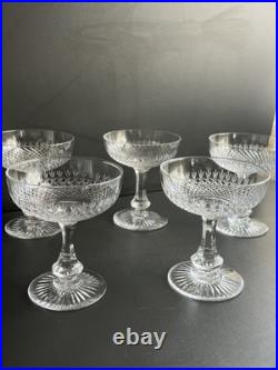 Lot de 5 Coupes À Champagne En Cristal Baccarat Modèle Océan