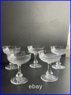 Lot de 5 Coupes À Champagne En Cristal Baccarat Modèle Océan