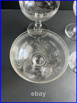 Lot de 6 Coupe À Champagne en Cristal Baccarat Modelé Fougères