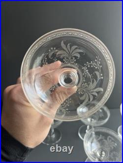 Lot de 6 Coupe À Champagne en Cristal Baccarat Modelé Fougères