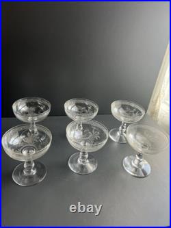 Lot de 6 Coupe À Champagne en Cristal Baccarat Modelé Fougères