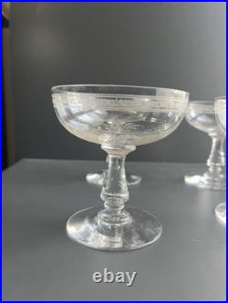 Lot de 6 Coupe À Champagne en Cristal Baccarat Modelé Fougères