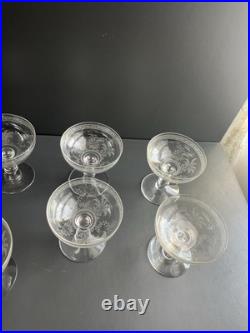 Lot de 6 Coupe À Champagne en Cristal Baccarat Modelé Fougères