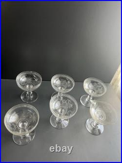 Lot de 6 Coupe À Champagne en Cristal Baccarat Modelé Fougères