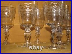 Lot de 6 verres à eau cristal gravé frise décorative Baccarat Saint-Louis