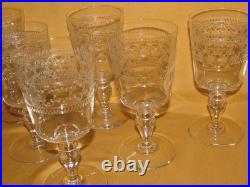 Lot de 6 verres à eau cristal gravé frise décorative Baccarat Saint-Louis