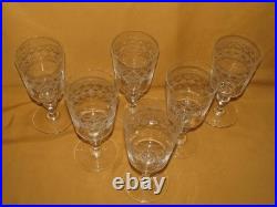 Lot de 6 verres à eau cristal gravé frise décorative Baccarat Saint-Louis