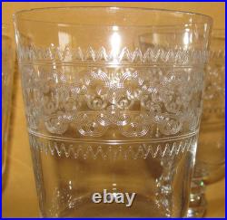 Lot de 6 verres à eau cristal gravé frise décorative Baccarat Saint-Louis