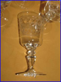 Lot de 6 verres à eau cristal gravé frise décorative Baccarat Saint-Louis