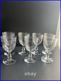 Lot de 7 Verres a Eau en Cristal Baccarat Modelé Fougères