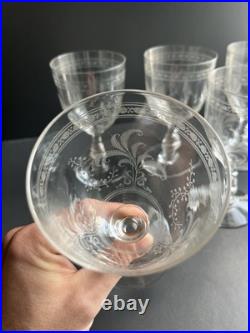 Lot de 7 Verres a Eau en Cristal Baccarat Modelé Fougères