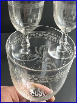 Lot de 7 Verres a Eau en Cristal Baccarat Modelé Fougères