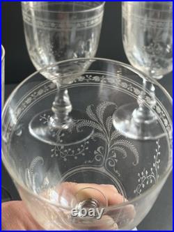 Lot de 7 Verres a Eau en Cristal Baccarat Modelé Fougères