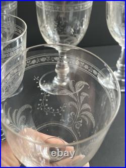Lot de 7 Verres a Eau en Cristal Baccarat Modelé Fougères