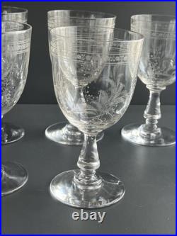 Lot de 7 Verres a Eau en Cristal Baccarat Modelé Fougères