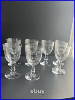 Lot de 7 Verres a Eau en Cristal Baccarat Modelé Fougères