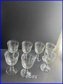Lot de 7 Verres a Eau en Cristal Baccarat Modelé Fougères