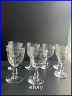 Lot de 7 Verres a Eau en Cristal Baccarat Modelé Fougères