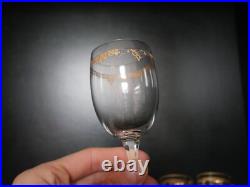 Lot de 8 verres à vin rouge en cristal gravé doré Baccarat Saint ST Louis