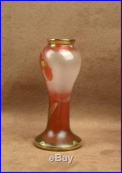 Magnif Vase Art Nouveau Verre Grave A L'acide Decor Iris Baccarat Val St Lambert