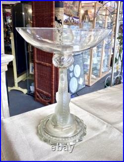 Magnifique Grande Coupe Aux Dauphins En Cristal De Baccarat Années 50