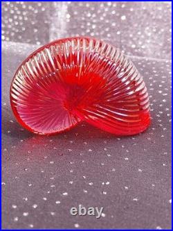 Nautile En Cristal Rouge, Baccarat, + Boîte, Excellent État, Signé-coquillage