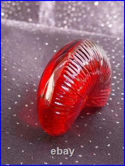 Nautile En Cristal Rouge, Baccarat, + Boîte, Excellent État, Signé-coquillage